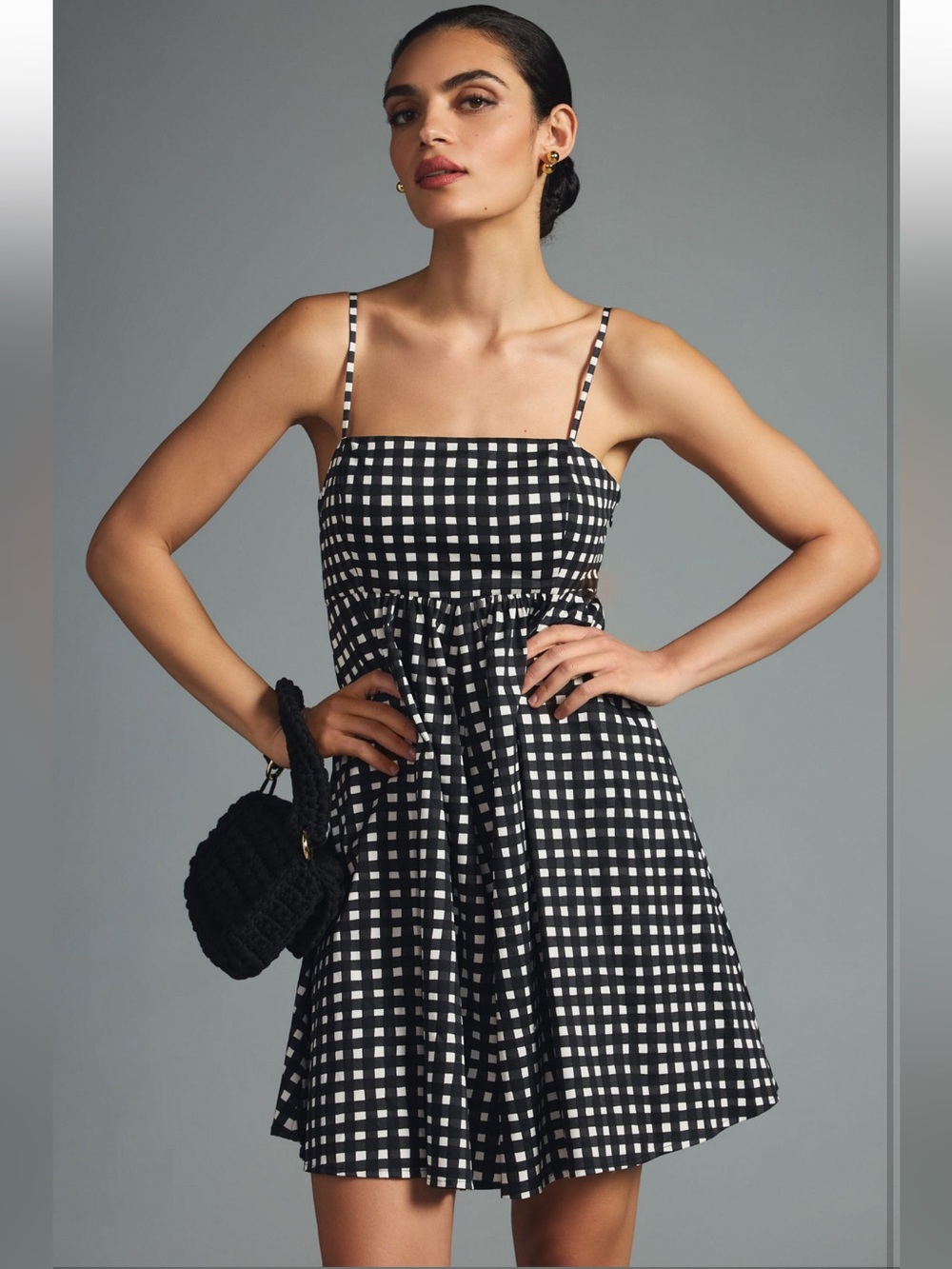 NWT Anthropologie Hutch Bandeau Romper in Black Checkered